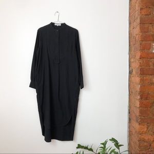 Apiece Apart Long Sleeve Black Midi Shirt Dress